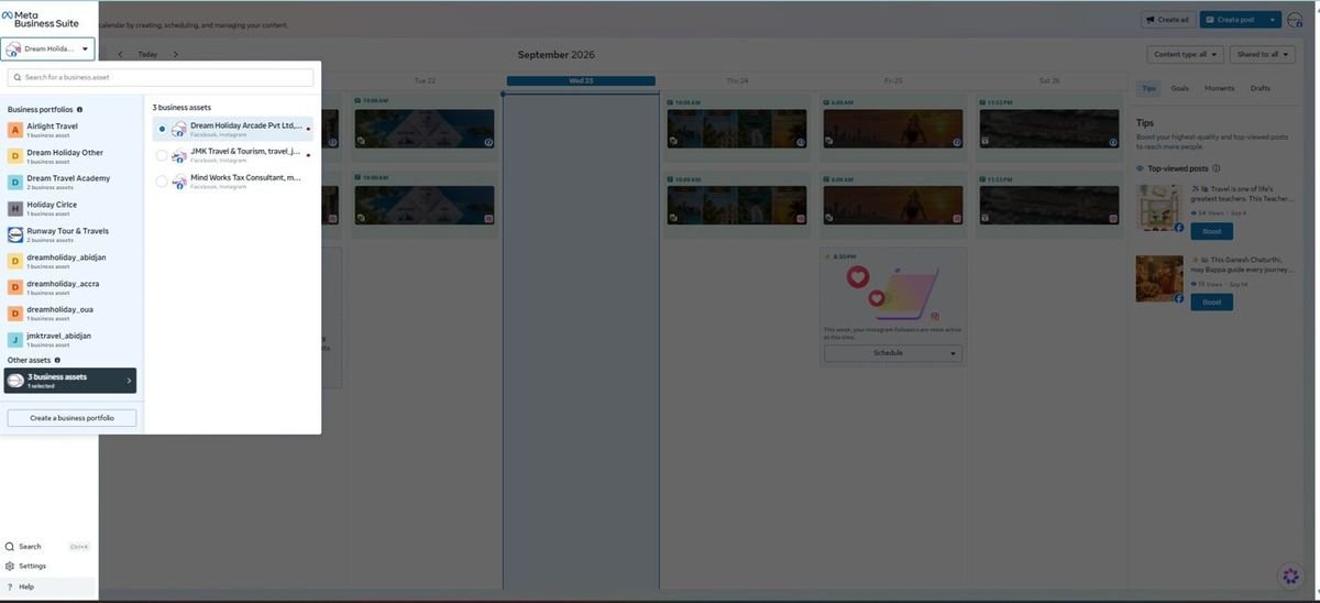Meta Business Suite, Content calendar