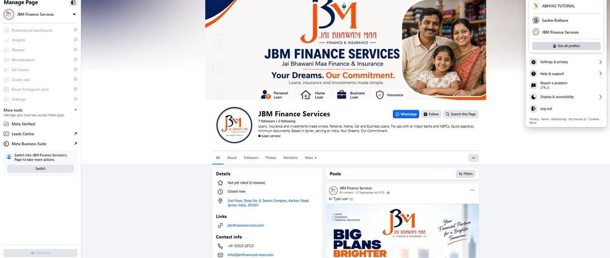 JBM Finance Services Facebook page