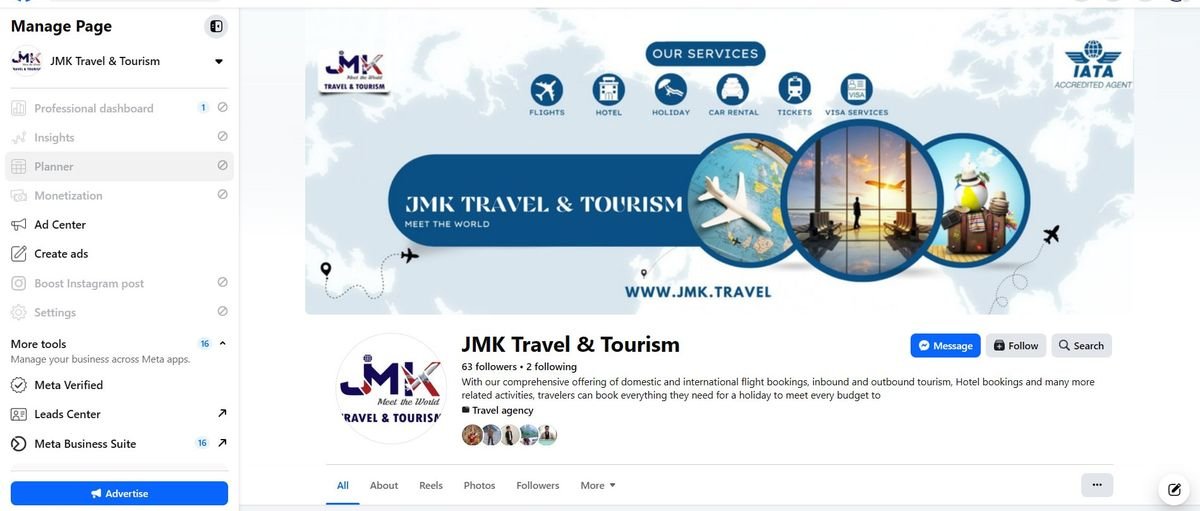JMK Travel & Tourism Facebook page