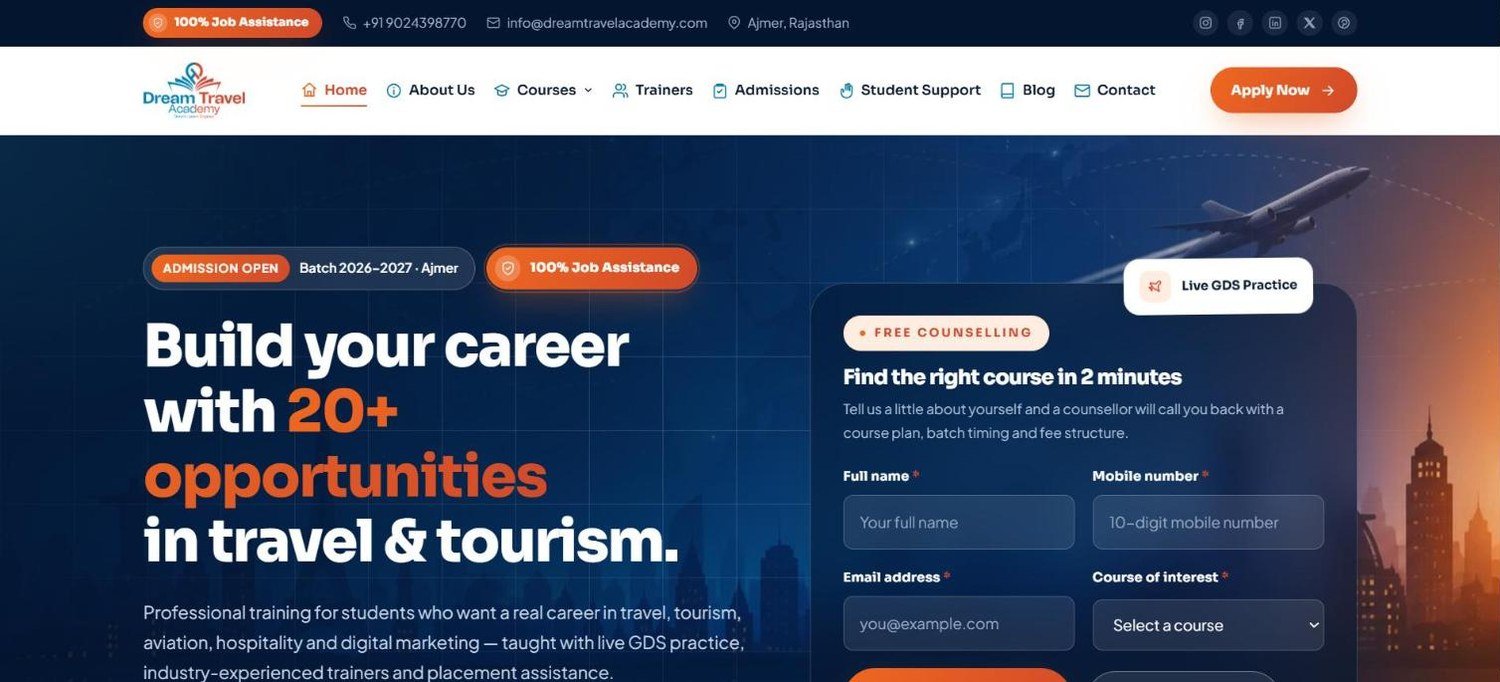 Dream Travel Academy website