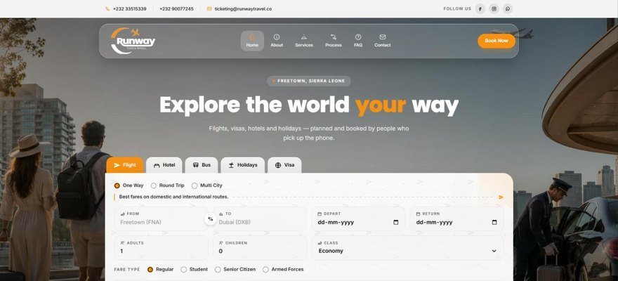 Runway Travel website